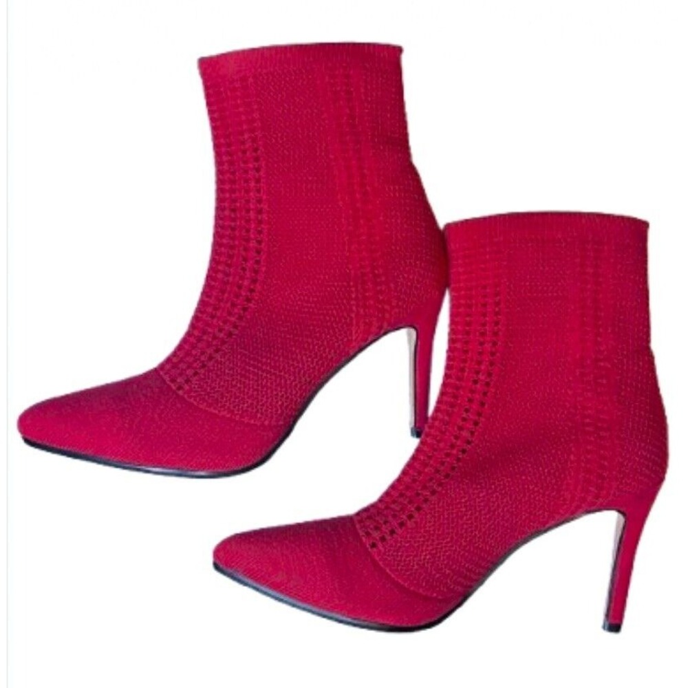 Catherine Malandrino Mesh Red Stilleto Boots Sexy Valentines Size 6 - Picture 2 of 3